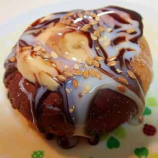 焼きプリンとロースト亜麻仁のチョコドーナツ